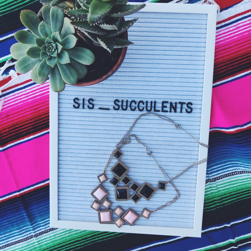 Two Gold Necklaces with Black and Pink Jewels 💎